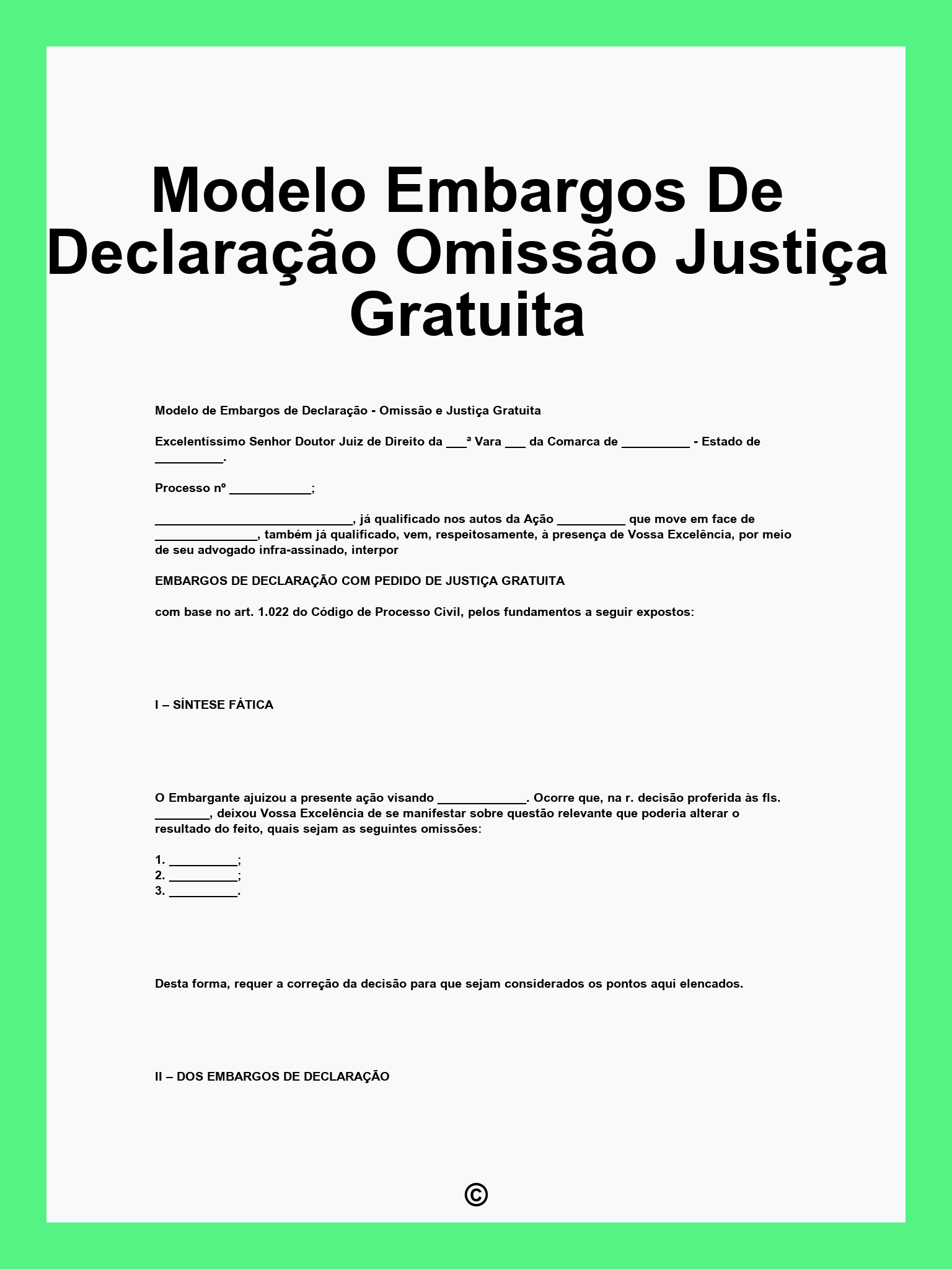 Modelo Embargos De Declaração Omissão Justiça Gratuita