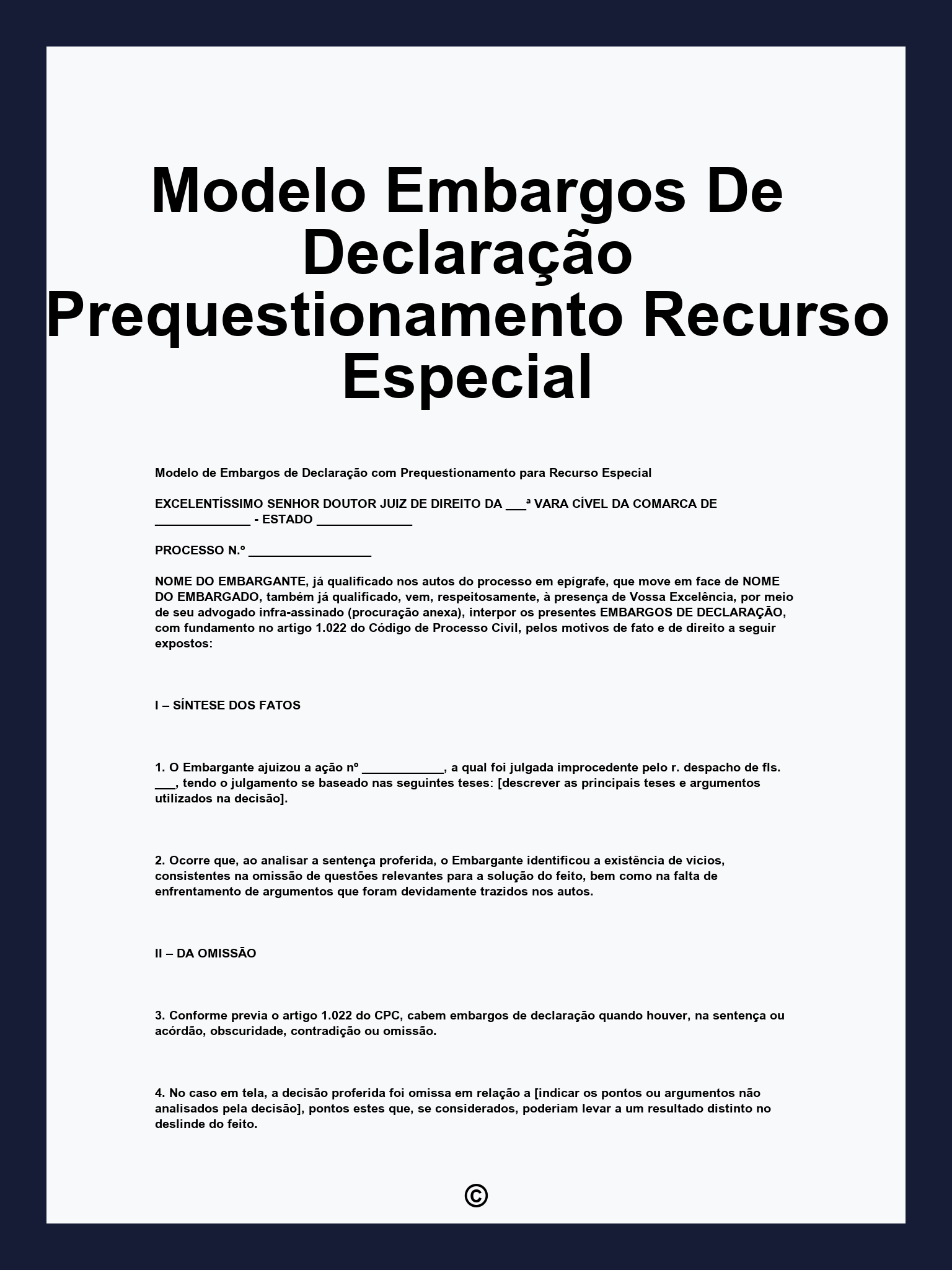 Modelo Embargos De Declaração Prequestionamento Recurso Especial