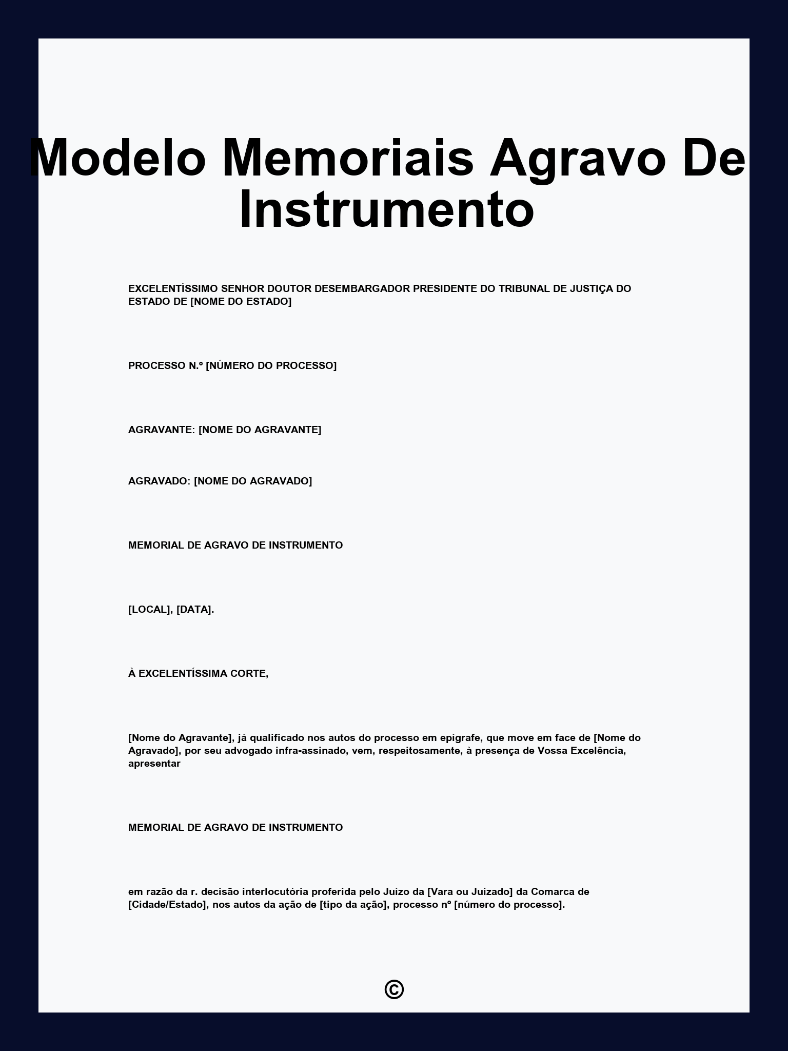 Modelo Memoriais Agravo De Instrumento