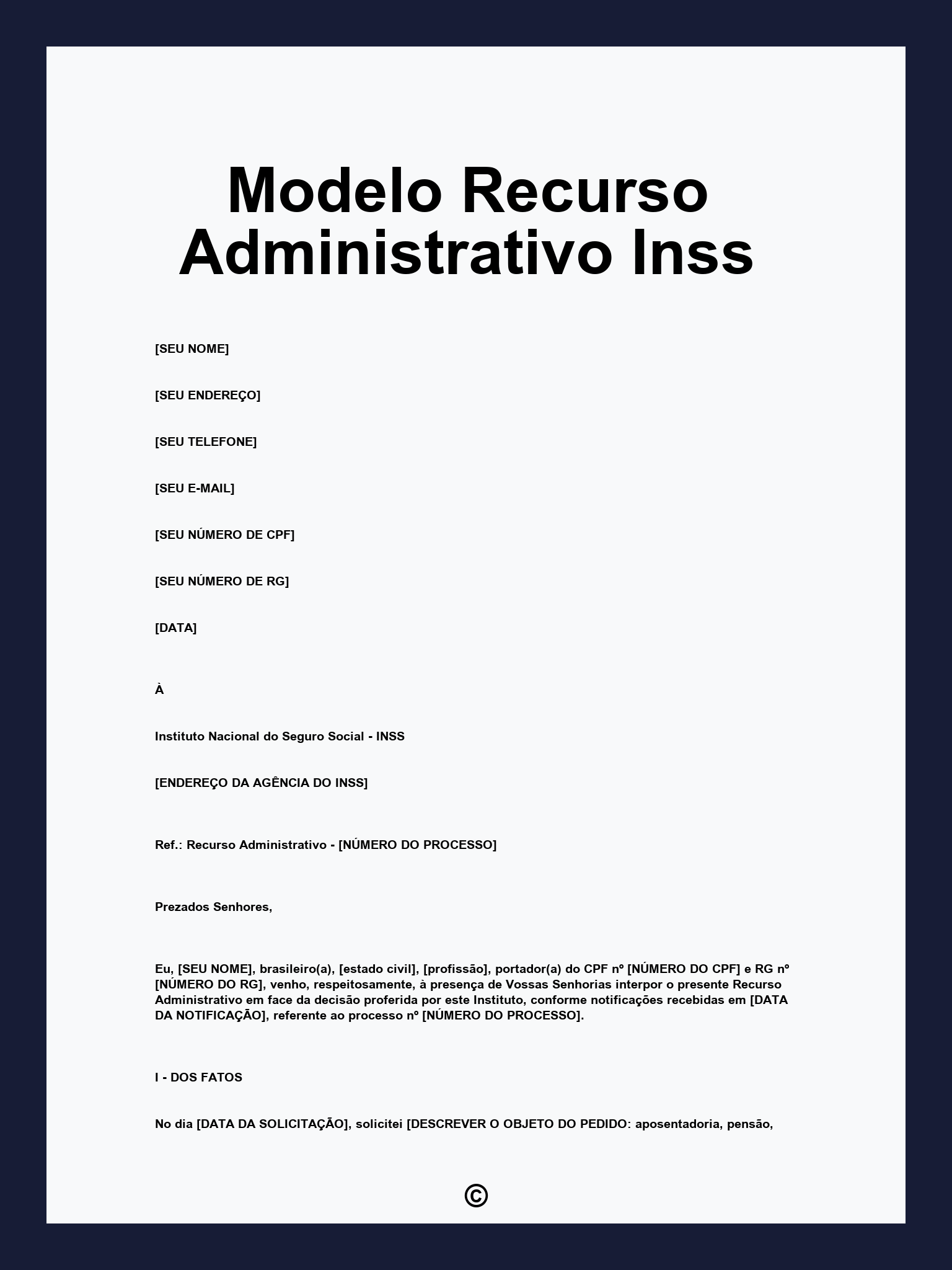Modelo Recurso Administrativo Inss