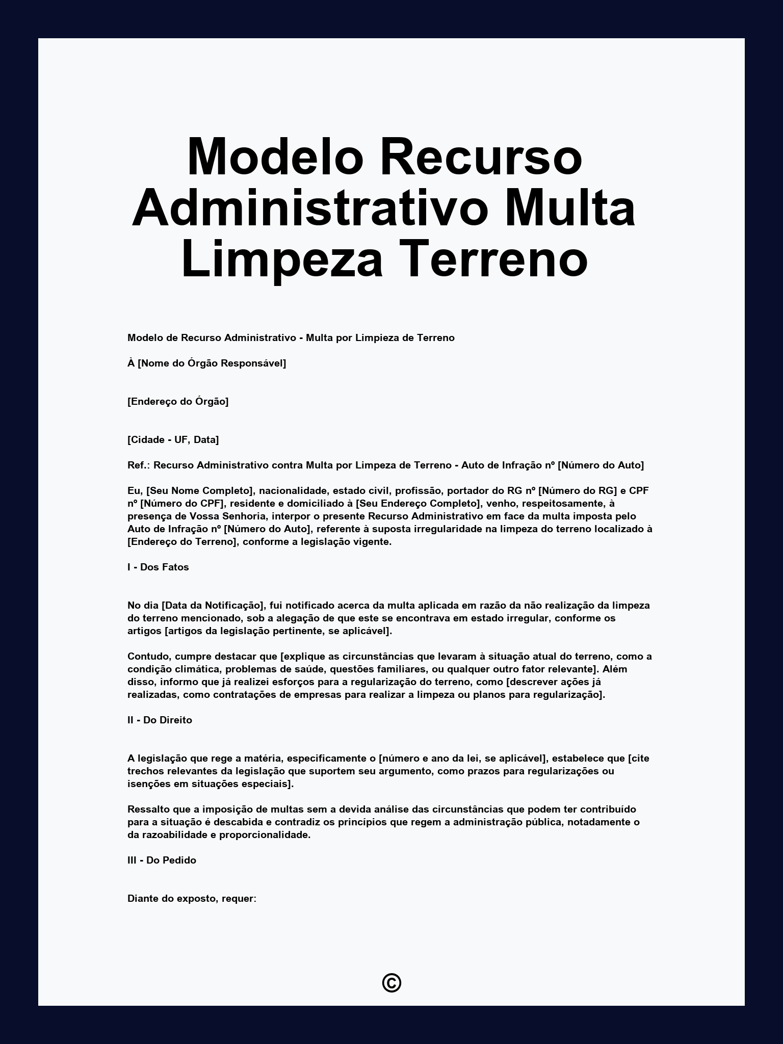 Modelo Recurso Administrativo Multa Limpeza Terreno