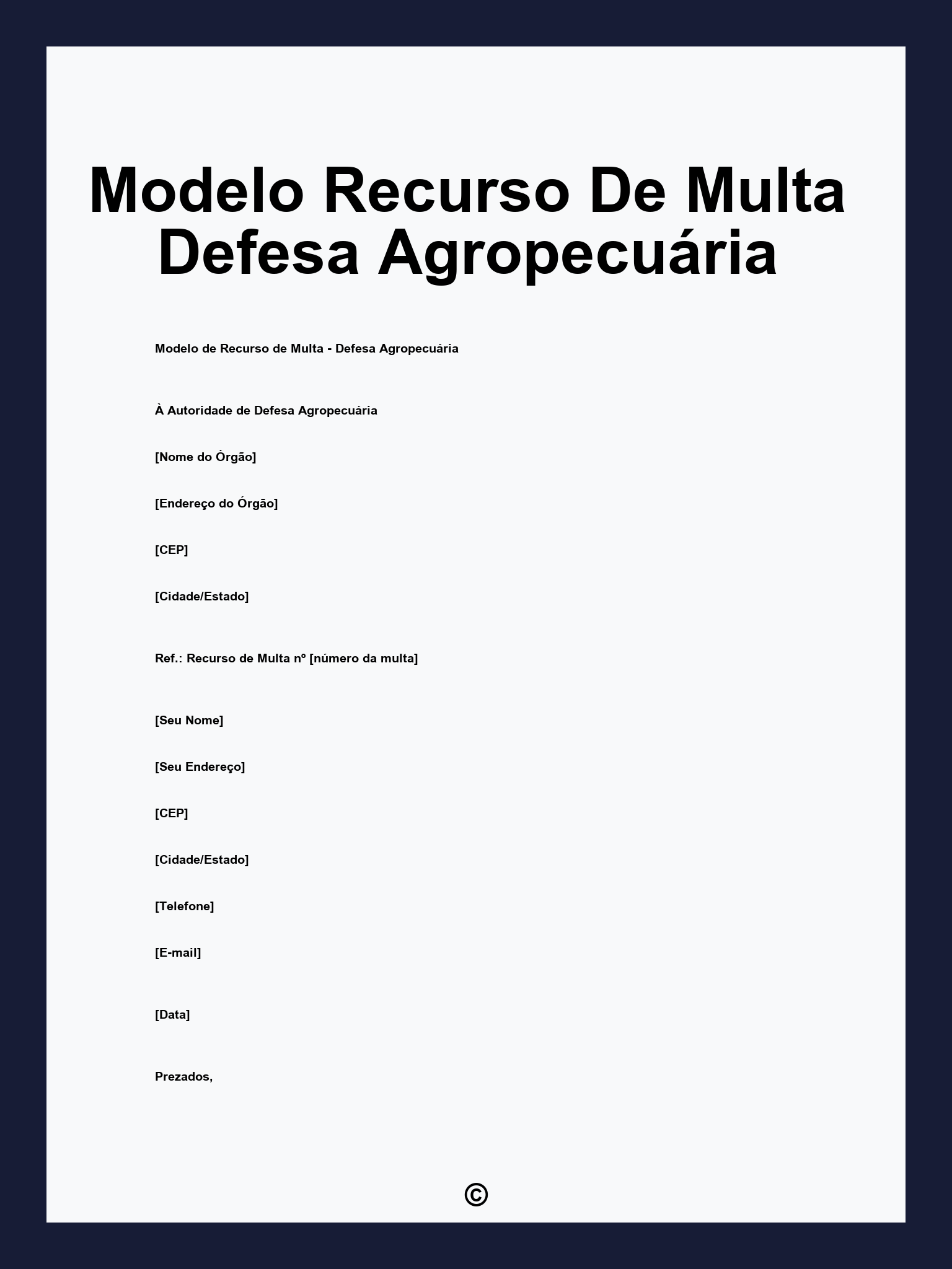 Modelo Recurso De Multa Defesa Agropecuária