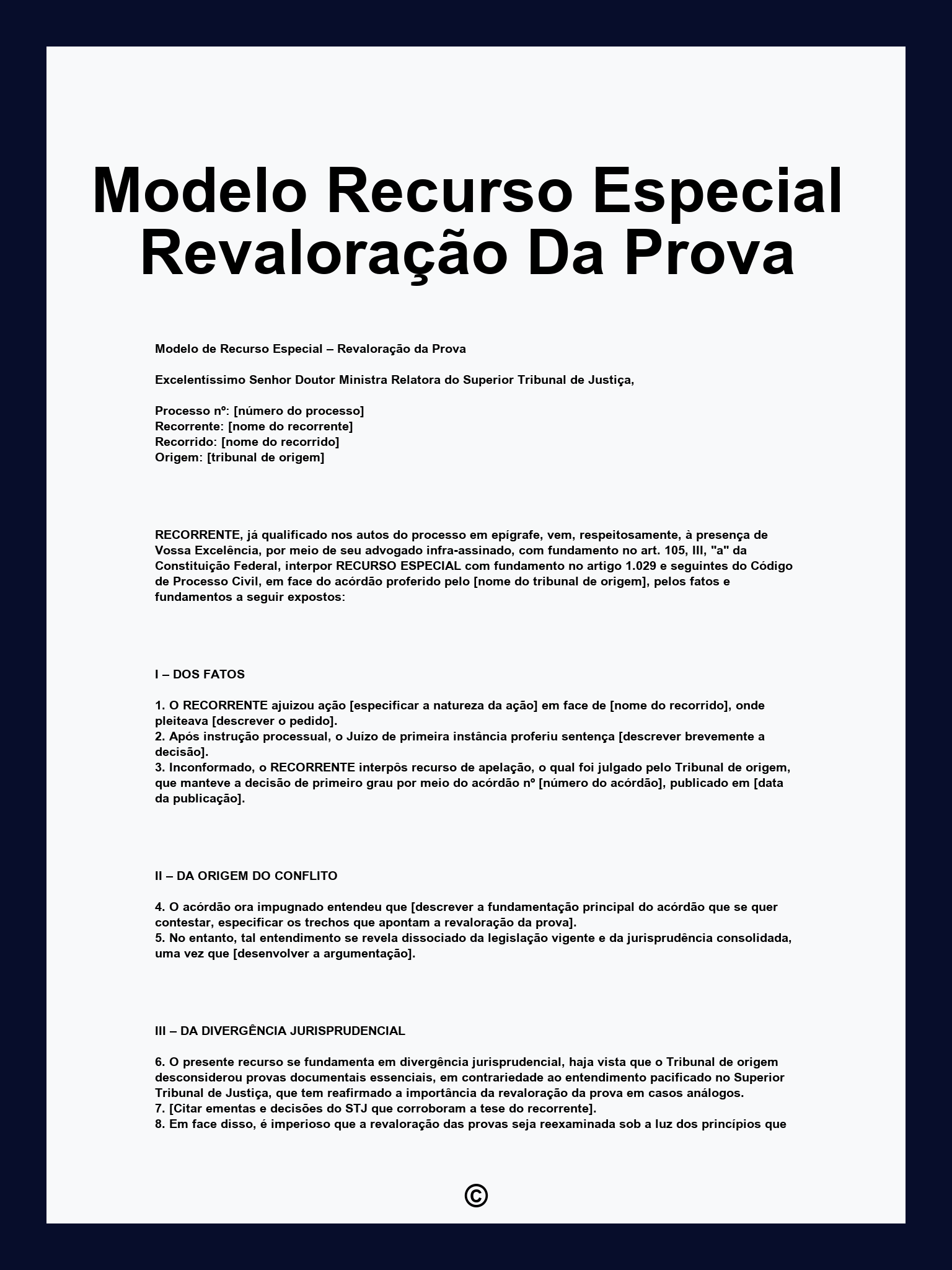 Modelo Recurso Especial Revaloração Da Prova