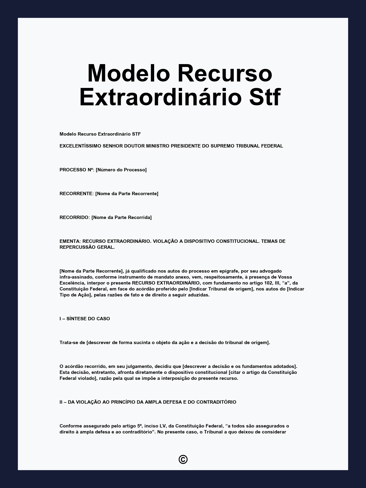 Modelo Recurso Extraordinário Stf