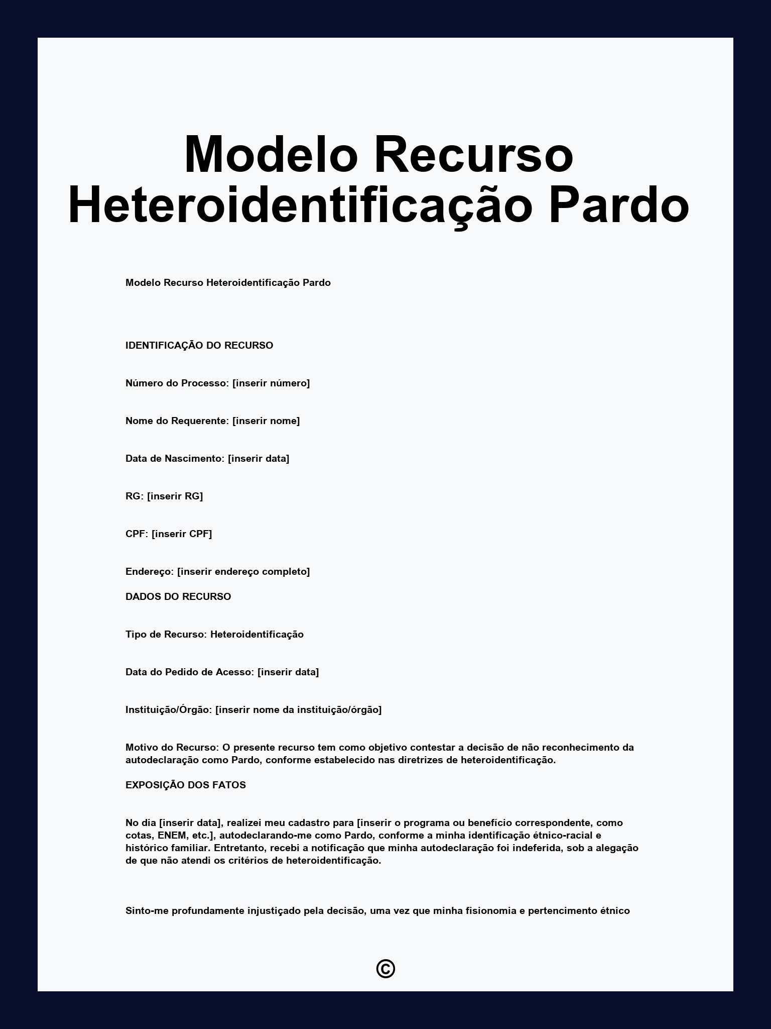Modelo Recurso Heteroidentificação Pardo