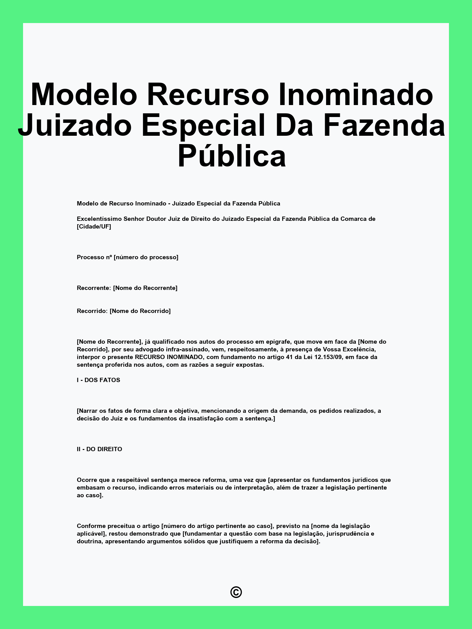 Modelo Recurso Inominado Juizado Especial Da Fazenda Pública
