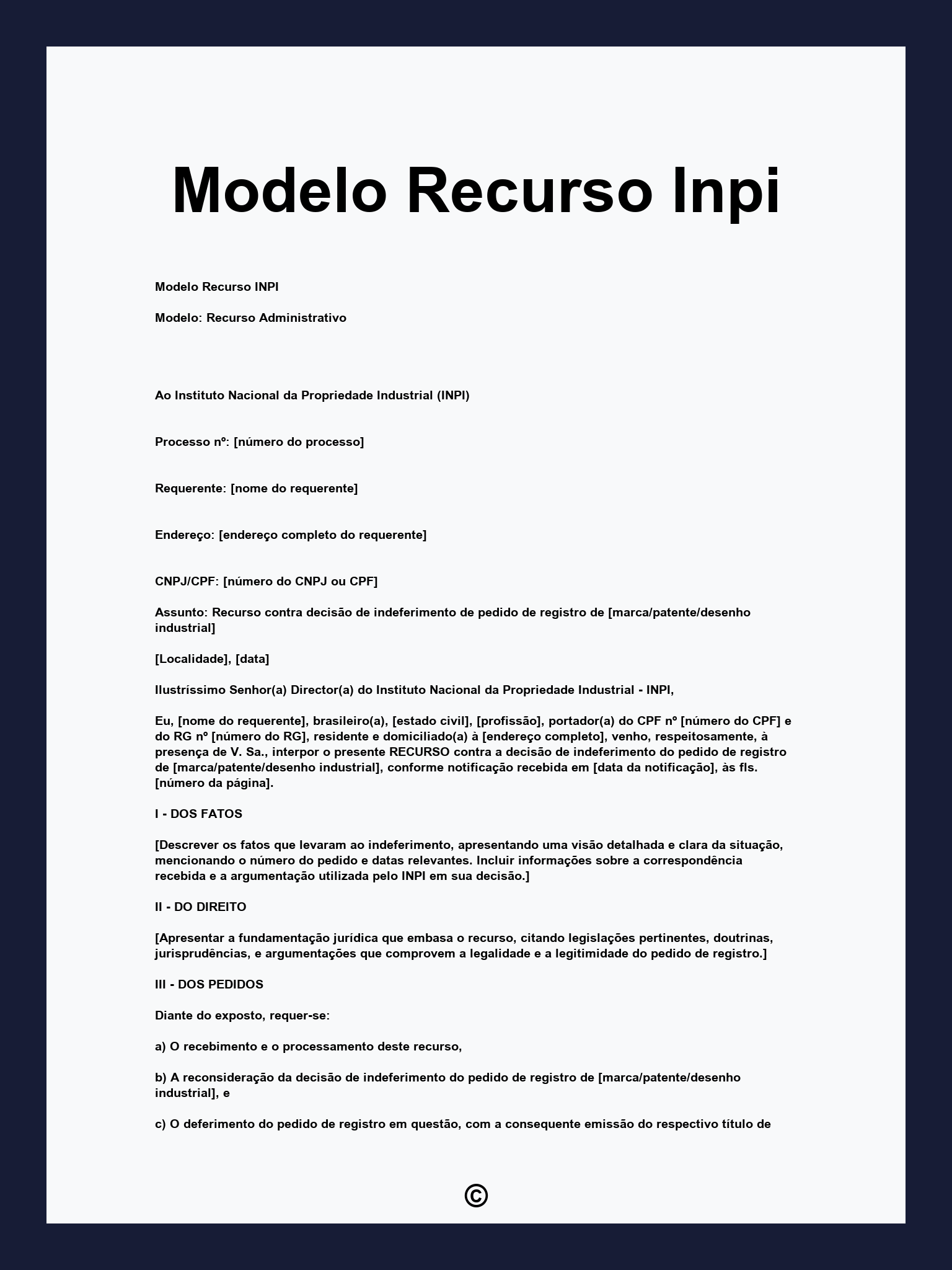 Modelo Recurso Inpi