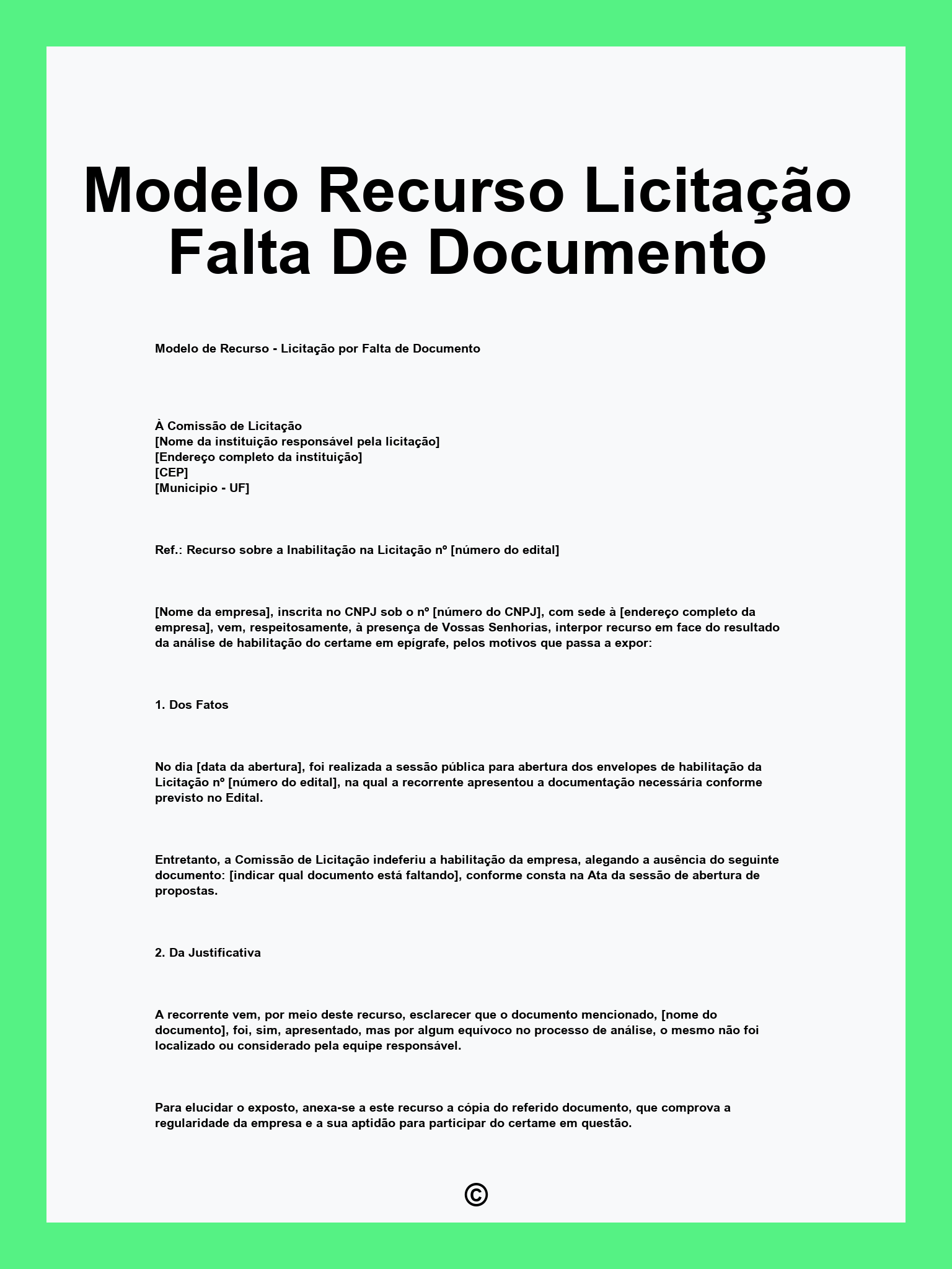 Modelo Recurso Licitação Falta De Documento