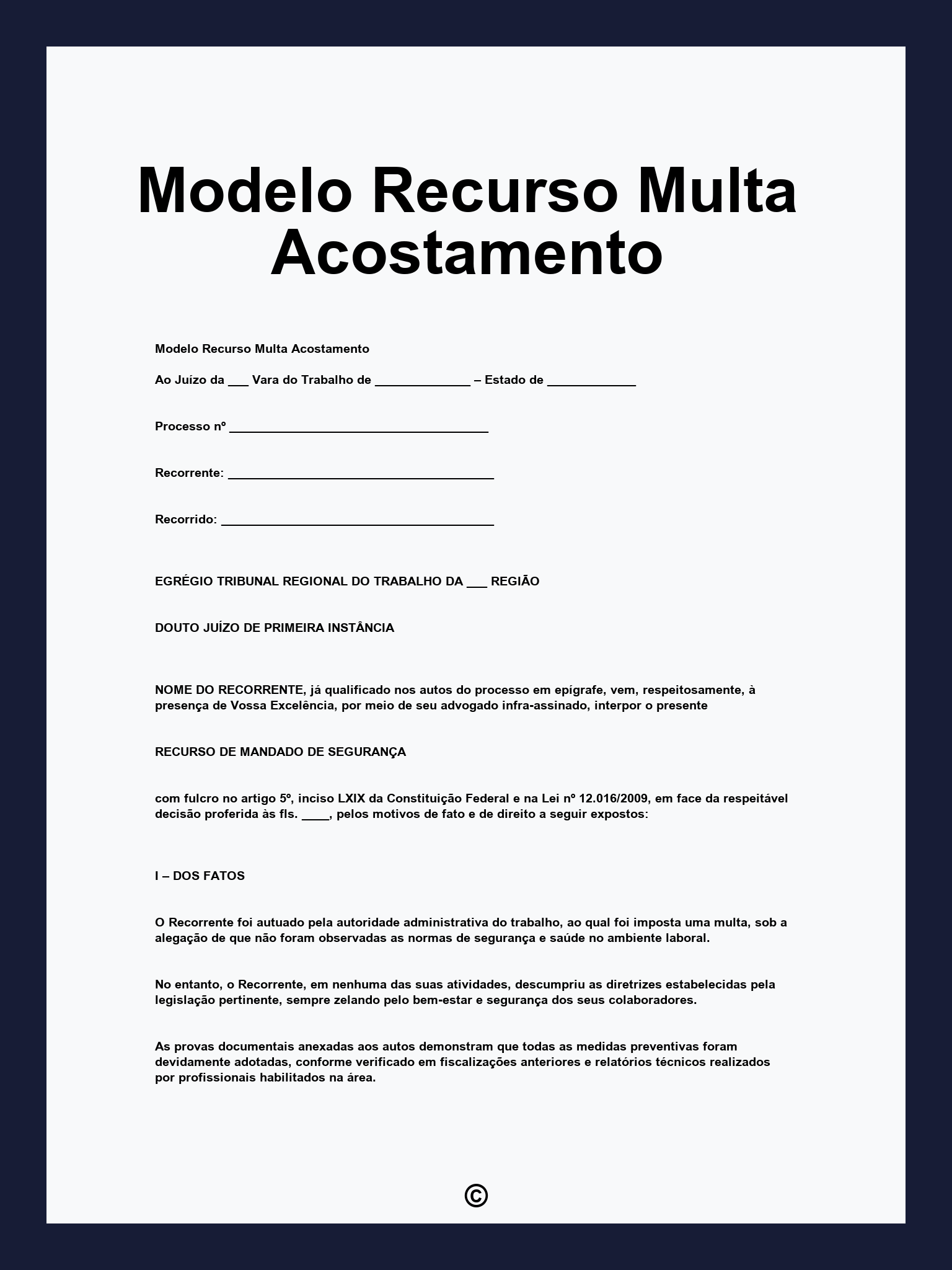 Modelo Recurso Multa Acostamento