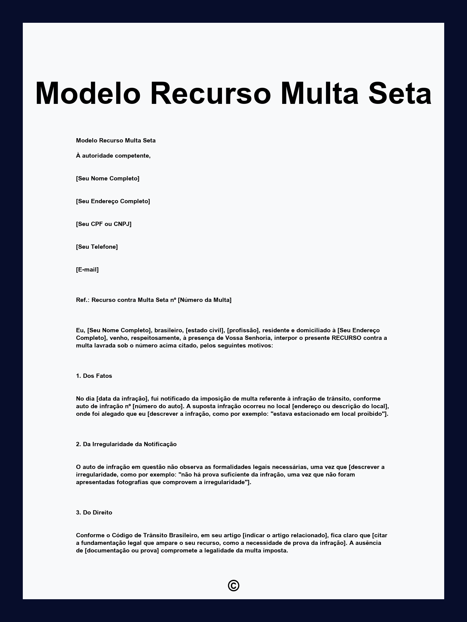 Modelo Recurso Multa Seta