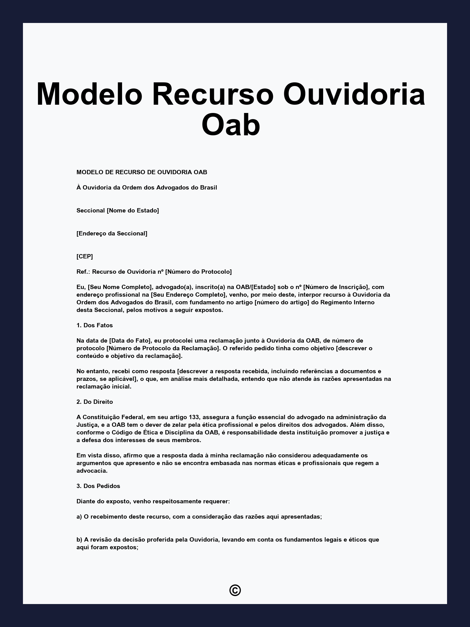 Modelo Recurso Ouvidoria Oab