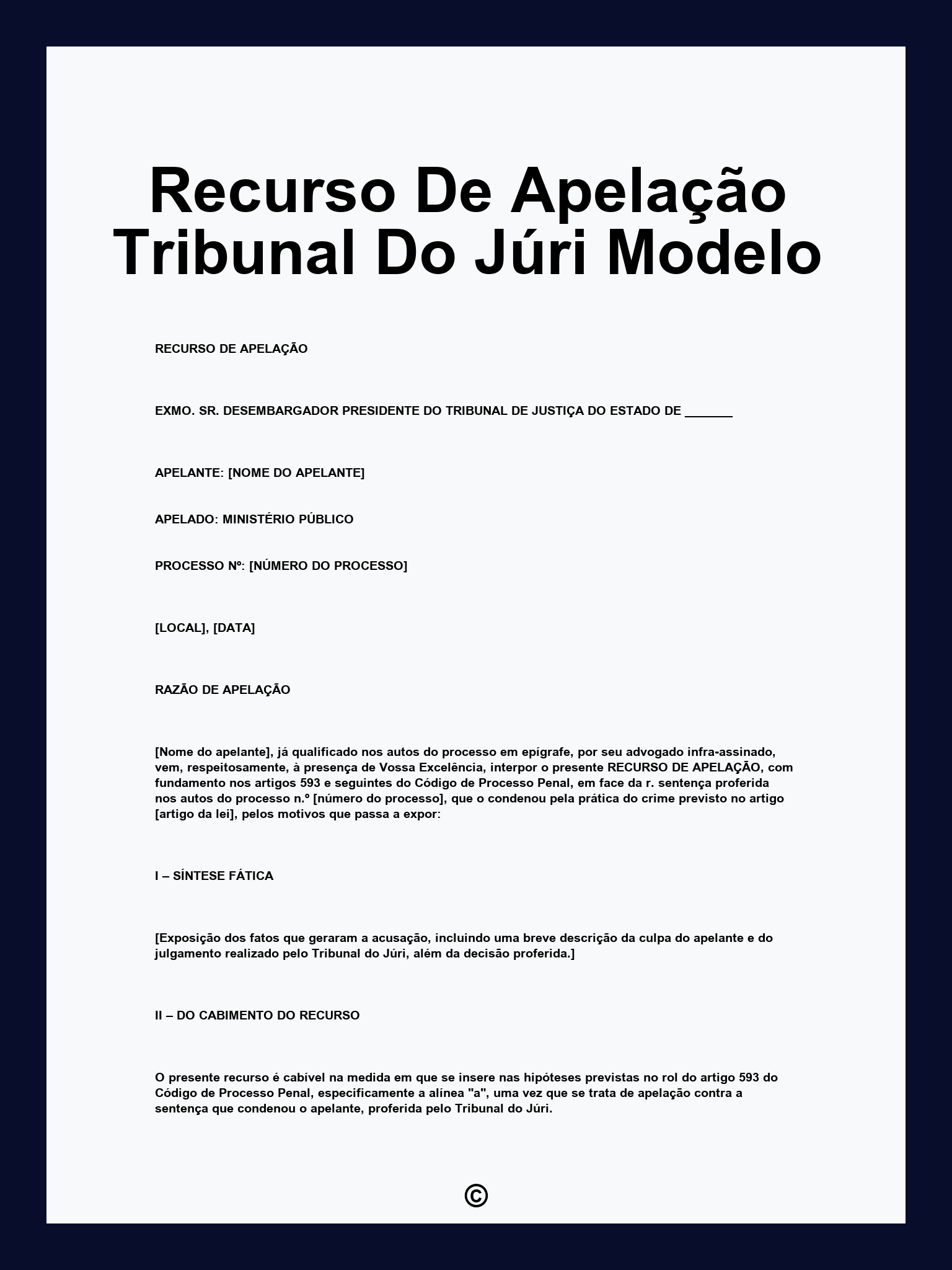 Recurso De Apelação Tribunal Do Júri Modelo